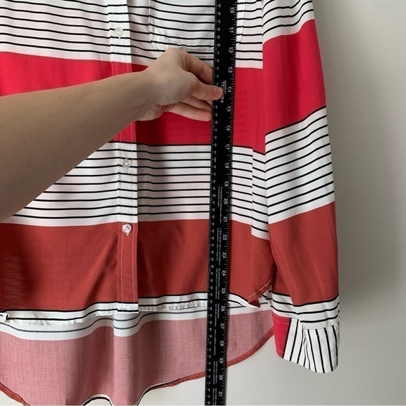 VELVET Heart white and pink Striped button down blouse long sleeve top Size L - Picture 7 of 10